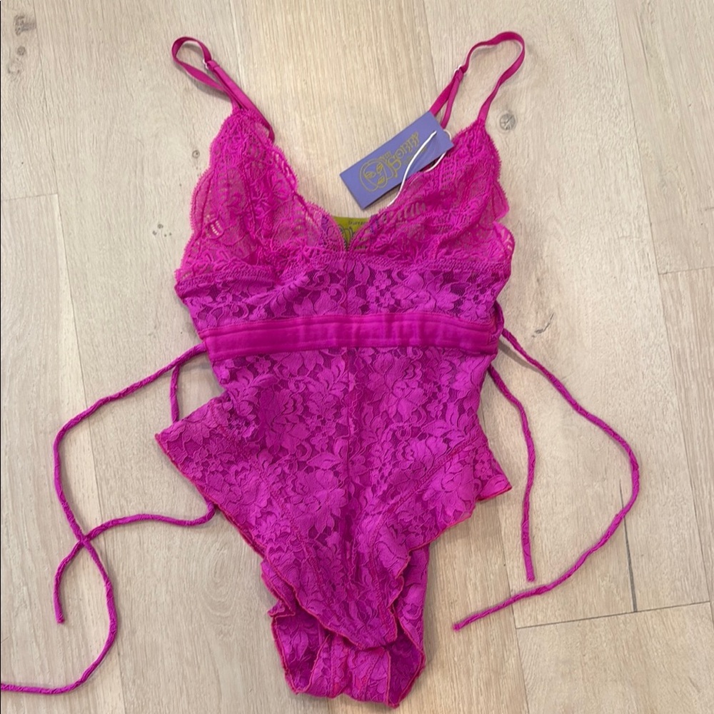 I’m Sorry By Petra Collins Pink lace bodysuit XS rare